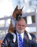 Wilma climbs on Michael's shoulders lowres